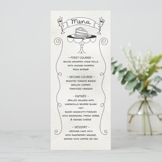 Doodle Sketch Funky Wedding Menu (Staand voorkant)