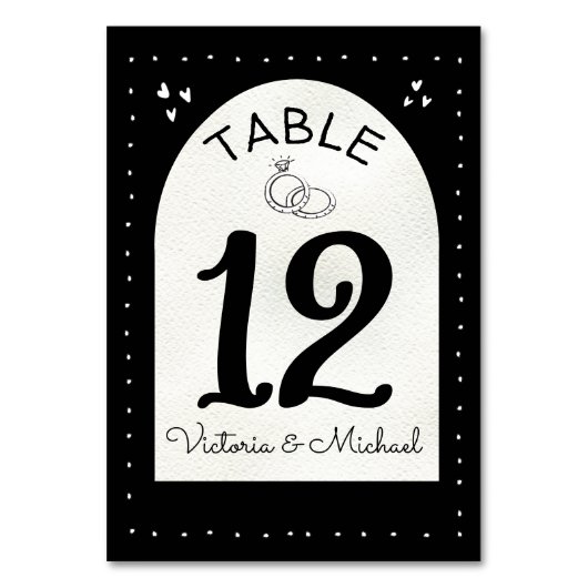 Doodle Sketch Mariage funky carte numéro de table (Par défaut)