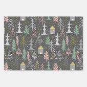 Doodle Sketch Skandi-kerstbomen set van 3 Inpakpapier Vel (Voorkant 2)