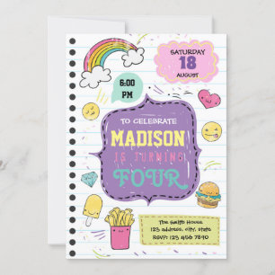 Doodle sleepover party uitnodiging