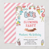 Doodle slumparty verjaardagsuitnodiging kaart (Voorkant / Achterkant)