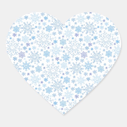 Doodle Snowflake op een witte achtergrond Hart Sticker (Voorkant)