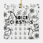 Doodle Sober Kerstmis Keramisch Ornament (Achterkant)