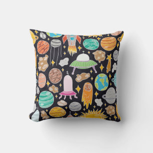 Doodle Space: Handgetekende kosmos. Kussen