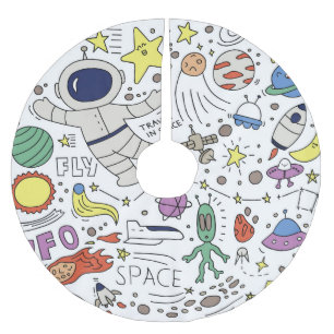 Doodle stijl, ruimte thema illustratie. kerstboom rok