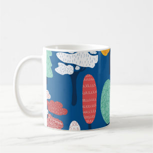 Doodle Trees: Kinder achtergrond. Koffiemok