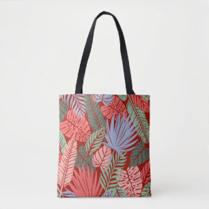 Doodle tropische bladeren: donker met de hand gete draagtas
