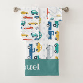 Doodle Vehicles Kinder Personal Name Towel Set Bad Handdoek (Insitu)