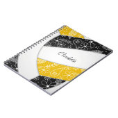 doodle veren zwarte gouden boho volleybal notitieboek (Linkerzijde)