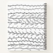 Doodle Vines Black en White Botanical Notitieboek (Achterkant)