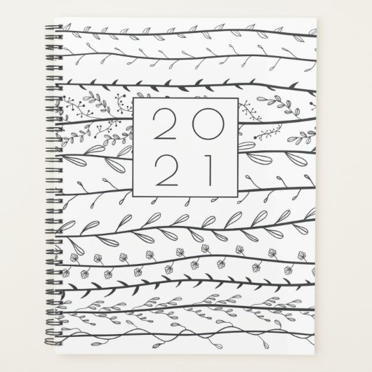 Doodle Vines Botanique noir et blanc (Devant)