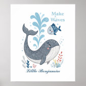 Doodle Whale Nursery Wall Art, Ocean Animal Poster (Devant)