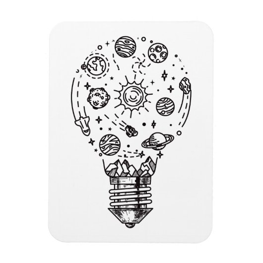 Doodle zonnestelsel in bol magneet (Verticaal)