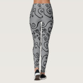 Doodle zwart-wit patroon leggings (Achterkant)