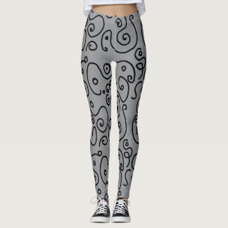 Doodle zwart-wit patroon leggings