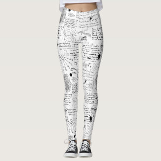 Doodle zwart-wit patroon leggings