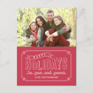 Doodled Banner Holiday Photo Card Briefkaart
