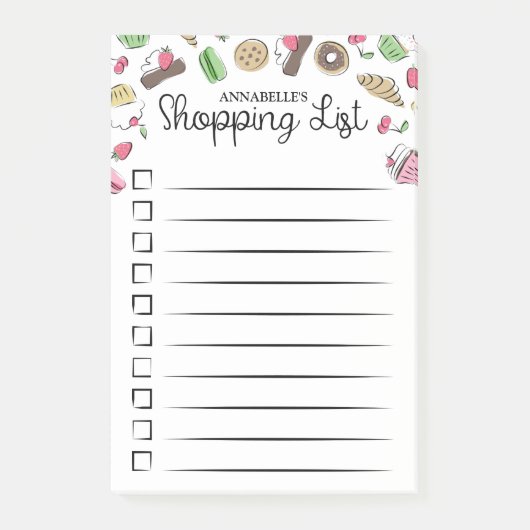 Doodled Desserts Checkbox Winkellijst Post-it® Notes (Voorkant)