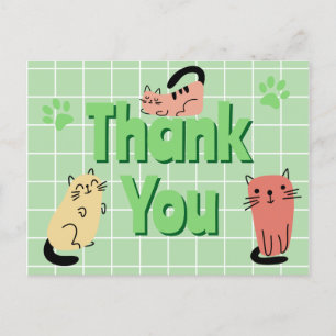 Doodlekatten Groen Bedankt Briefkaart