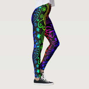 Doodles Abstraits en néon coloré Leggings