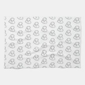 Doodles Black Hearts Valentines Day Theedoek (Horizontaal)