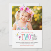 Doodles colorés 2e anniversaire Invitation de fête (Devant)