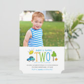 Doodles colorés 2e anniversaire Invitation de fête (Debout devant)