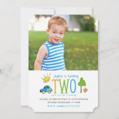 Doodles colorés 2e anniversaire Invitation de fête (Devant)