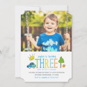 Doodles colorés 3e anniversaire Invitation de fête (Devant)