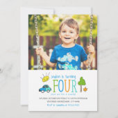Doodles colorés 4e anniversaire Invitation de fête (Devant)