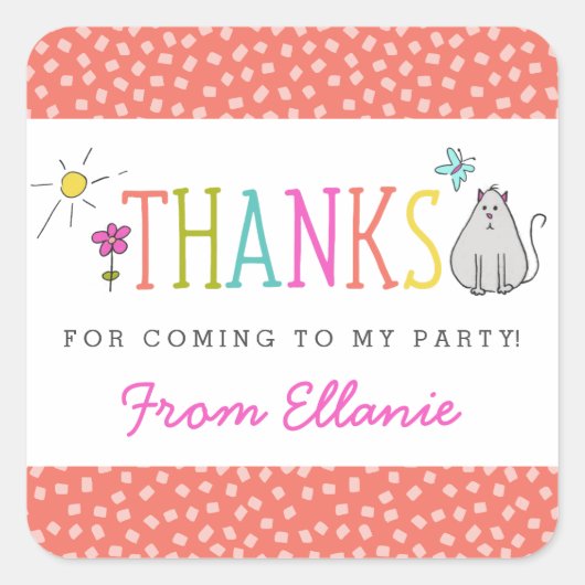 Doodles colorés Stickers Faveur Anniversaire / Kit (Devant)