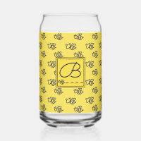 Doodles d'abeilles jaunes d'été Monogrammé