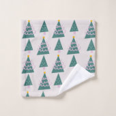 Doodles d'arbres mignons rose vert (Gant de toilette)