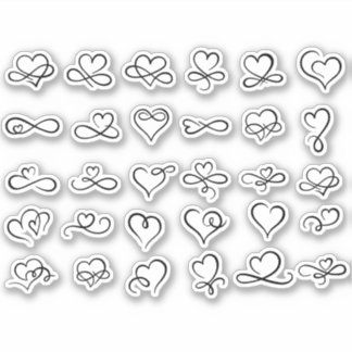 Doodles de coeur Stickers d'artisanat de marque es