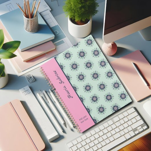 Doodles de Mandala turquoise moderne rose