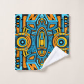 Doodles de miroirs jaunes bleus orange (Gant de toilette)