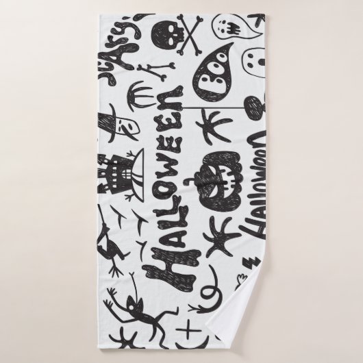 Doodles de monstre d'Halloween amusant (Serviette de bain)
