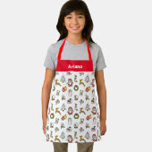 Doodles de Noël Rouge sur mesure tablier de Noël (Insitu)