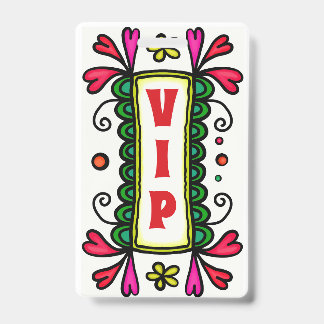 Doodles floraux colorés Badge VIP Party