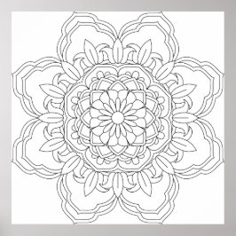 Doodles mandala naadloos. Volwassen kleur Poster