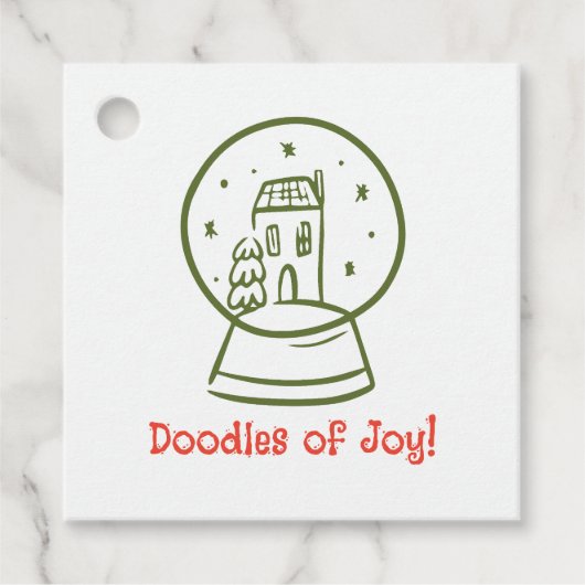 Doodles of Joy Hand-Drawn Christmas Bedankjes Labels (Voorkant)