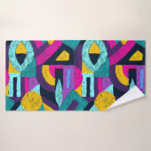 Doodles rétro : pop art géométrique. (Serviette de bain)
