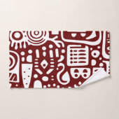 Doodles rouge foncé et blanc 4 (Serviette à main)