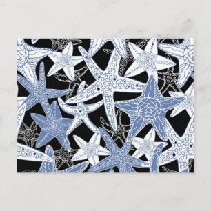 Doodles Starfish Patroon nautisch leuk briefkaart