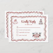 Doodles tirés à la main Mariage italien RSVP (Devant / Derrière)