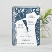 Doodline Art Couple Faire-part de mariage (Debout devant)