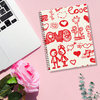 Doodling liefde gedachten notitieboek