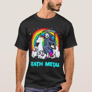 Doodmetalen Shirten Unicorn Rainbow Grim Reaper He T-shirt
