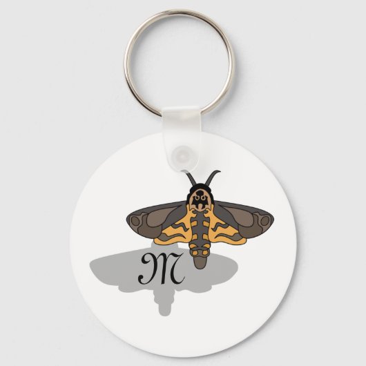 Doodse Hawk Head Moth Monogram Sleutelhanger (Voorkant)