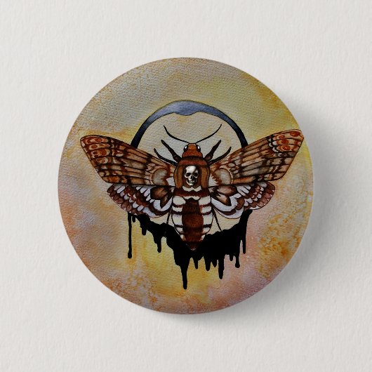 Doodse Hawk Moth Ronde Button 5,7 Cm (Voorkant)